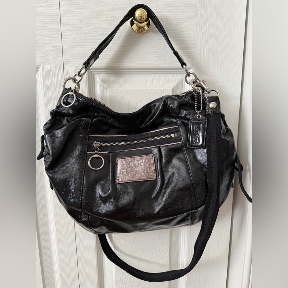 Coach Poppy Jazzy hobo vintage black patent leather
